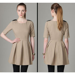 ABS Dress Pleated A-line 10 Tan Khaki Tan Work NWT
